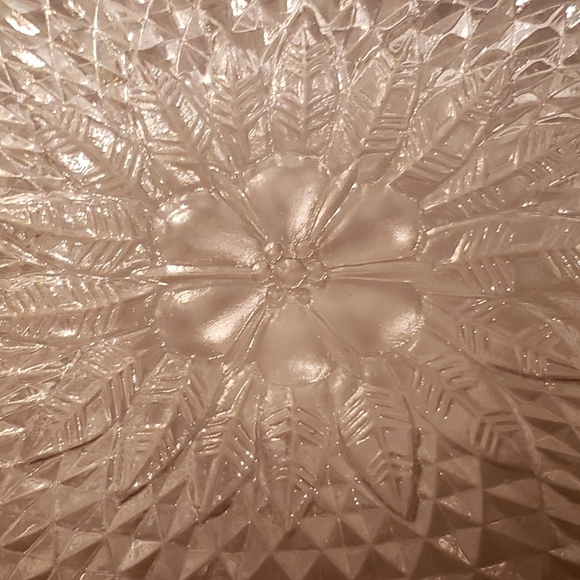 Vtg Serving Plate/Snack Tray Clear Depression Glass Flowers Pineapple & Floral - Picture 2 of 4